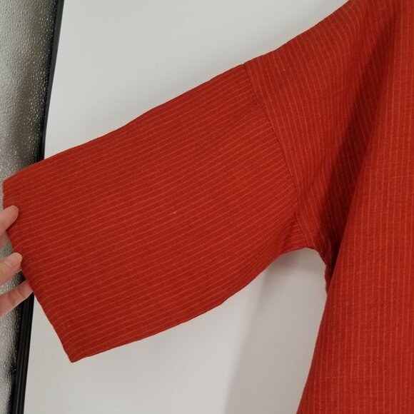 NWT Gudrun Sjoden Linen Subtle Pinstripe Button-Down Tunic / Shacket, Lagenlook - Picture 8 of 9